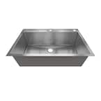 Sinber 33 in. Drop-In Single Bowl 18-Gauge 304 Stainless Steel Kitchen Sink, Silver HT3322S