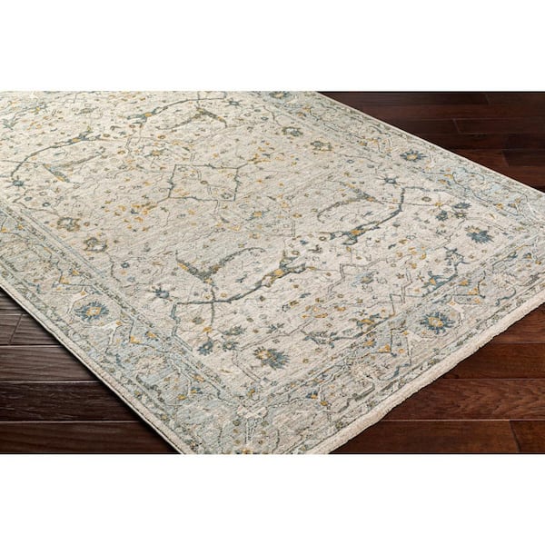 Lindley Gray/Blue 9 ft. x 12 ft. Border Indoor Area Rug