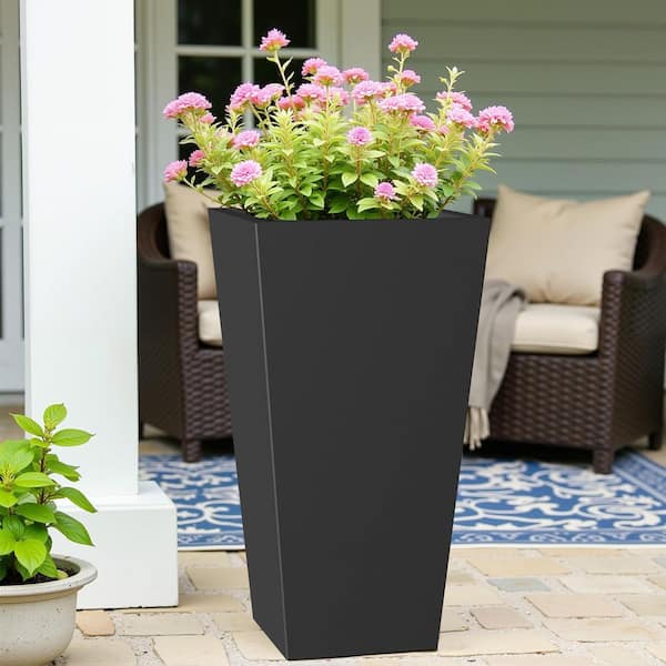 Tall 29 in. H Novelty Black Metal Planter Pots Indoor/Outdoor Planter Box