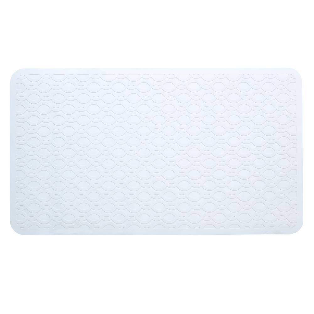 SlipX Solutions 15 in. x 27 in. Large Rubber Safety Bath Mat with Microban in White 065011