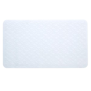 15 in. x 27 in. Large Rubber Safety Bath Mat with Microban in White