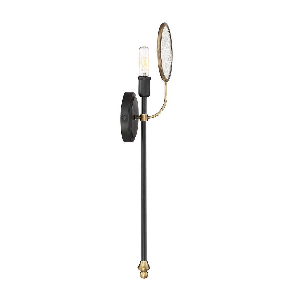 Oberyn Vintage Black and Brass Dimmable Wall Sconce