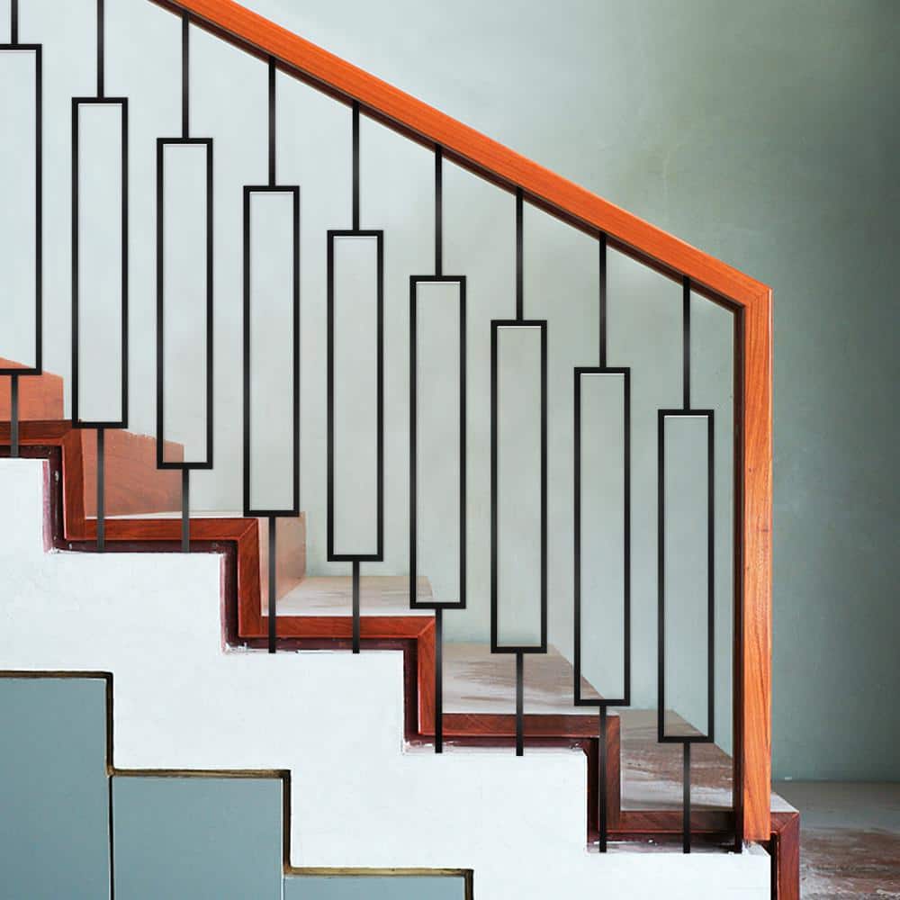 Black Powder-Coated Iron Deck Baluster Set for Stairs and Porch