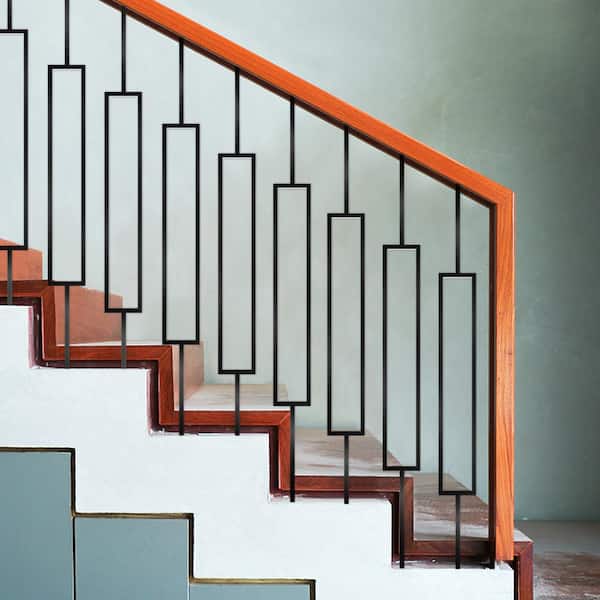VEVOR 44 in. x 0.5 in. Deck Balusters Metal Deck Spindles Iron Staircase Baluster Black Baluster for Outdoor (10-Pack)