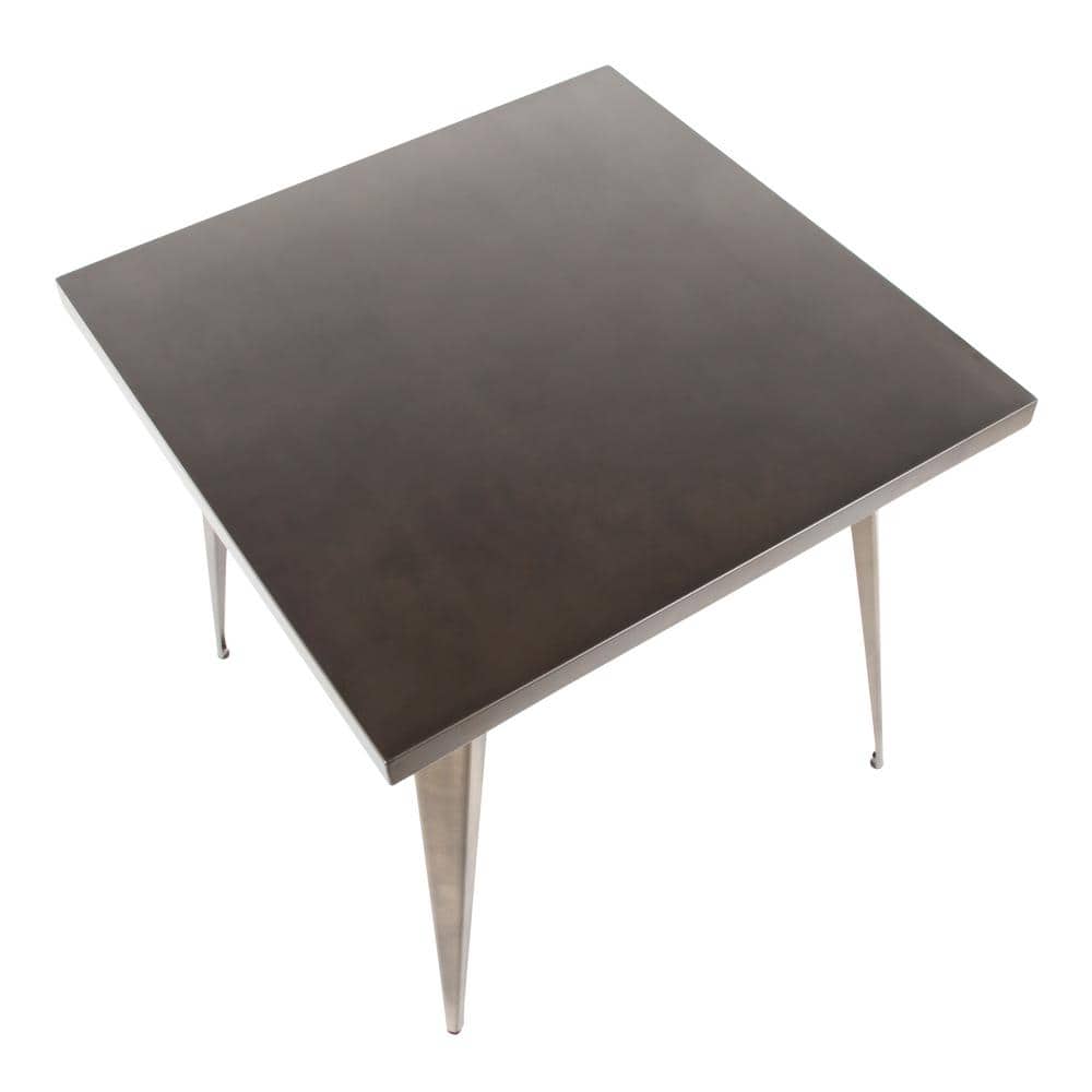 Austin 32" Gray Metal Square Industrial Dining Table