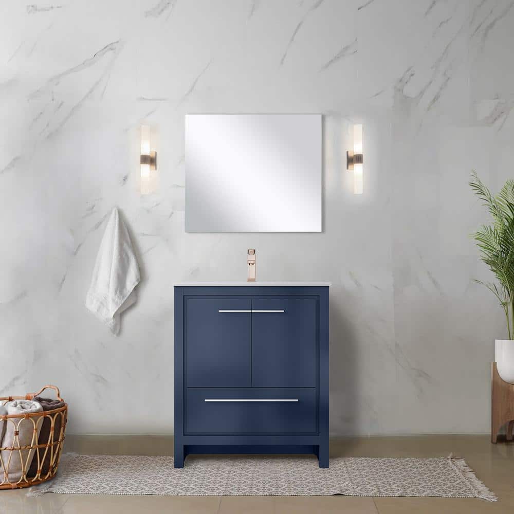 Clairo 30 in W x 20 in D Navy Blue Bath Vanity with Cultured Marble Top, Rose Gold Faucet Set and 28 in Mirror price history on PriceWatchPro