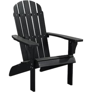 Black Plastic Adirondack Chair, Ultra Durable Weather Resistant Design Set of 1