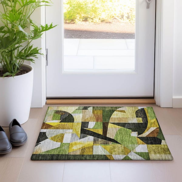 Chantille Machine Washable Indoor/Outdoor Abstract ACN1757 Green 2 ft. x 3 ft. Accent Rug