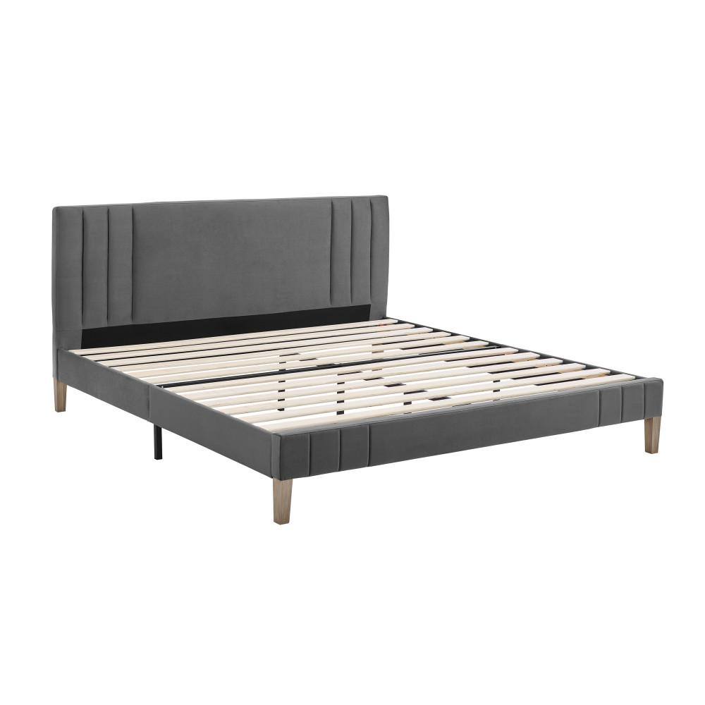 DeCoro Corbin Channel Tufted King Midnight Upholstered Platform Bed ...