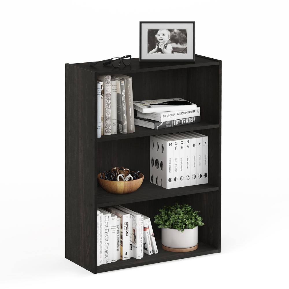 Espresso 3-Tier Wood Open Bookshelf