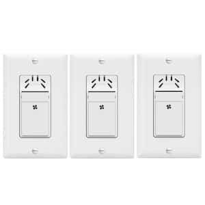 3 Amp 3-Speed Humidity Sensor Switch in Bathroom Fan Control in White with Wall Plates (3-Pack)