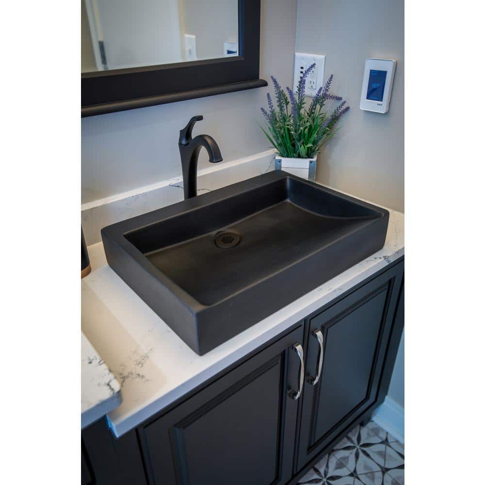 Eden Black Concrete Rectangular Undermount Bathroom Sink