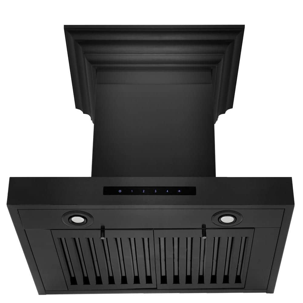 24 Inch Black Stainless Steel Convertible Wall Mount Range Hood