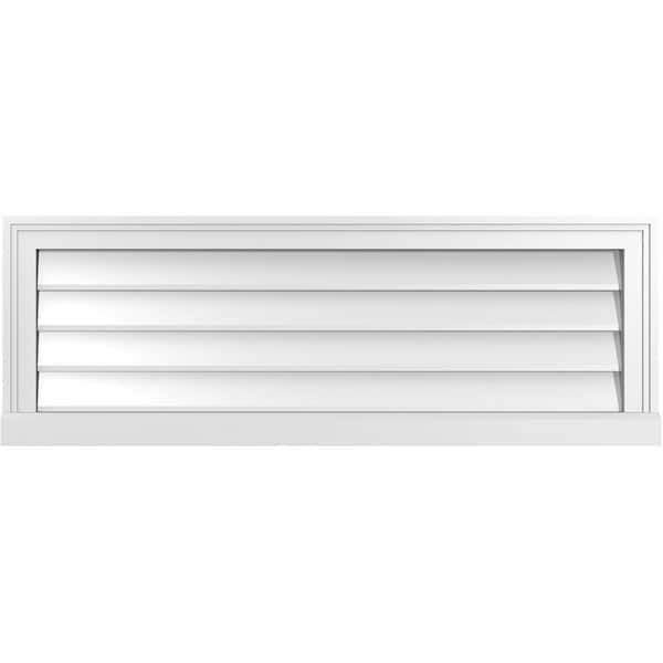 Ekena Millwork 40 in. x 14 in. Vertical Surface Mount PVC Gable Vent: Decorative with Brickmould Sill Frame