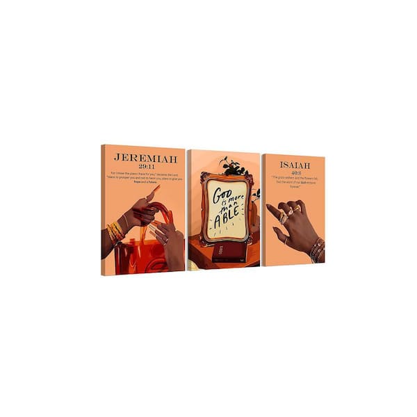 16x24In Framed 3Pcs Trend Black Girl Canvas Wall Art Bible Verse Poster Prints