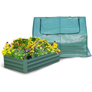 4 ft. x 2 ft. x 1 ft. Raised Garden Bed Metal Planter with Greenhouse