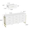FUFU&GAGA White & Gold 9-Drawer Wooden Dresser 61.4 in.