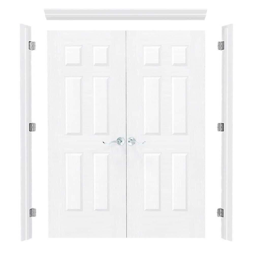 TENONER 36 in. x 80 in. 6-Panel Hollow Core Composite White