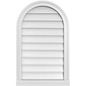 20 in. x 32 in. Round Top White PVC Paintable Gable Louver Vent Non-Functional