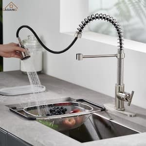 Single-Handle Pull Down Sprayer Kitchen Faucet with Power Boost 3 Function Sprayed in Brushed Nickel