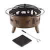 Round Steel Deep Fire Pit in Antique Gold with Bear Cutouts