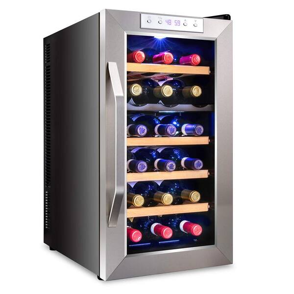 Ivation Stainless Steel 18 Bottle Dual Zone Thermoelectric Wine Cooler Fridge Cellar Refrigerator W Digital Temperature Ivfwhwct181dwss The Home Depot