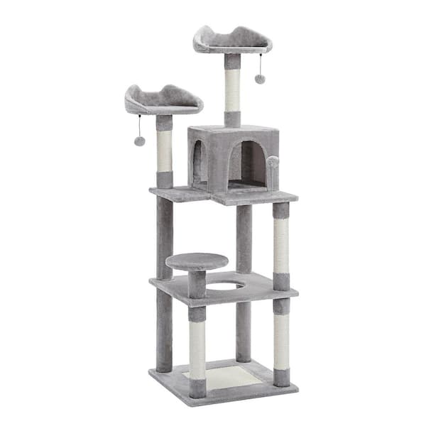 cenadinz Medium and Large Cat 63in Height Cat Condo with Scratching Posts in Grey