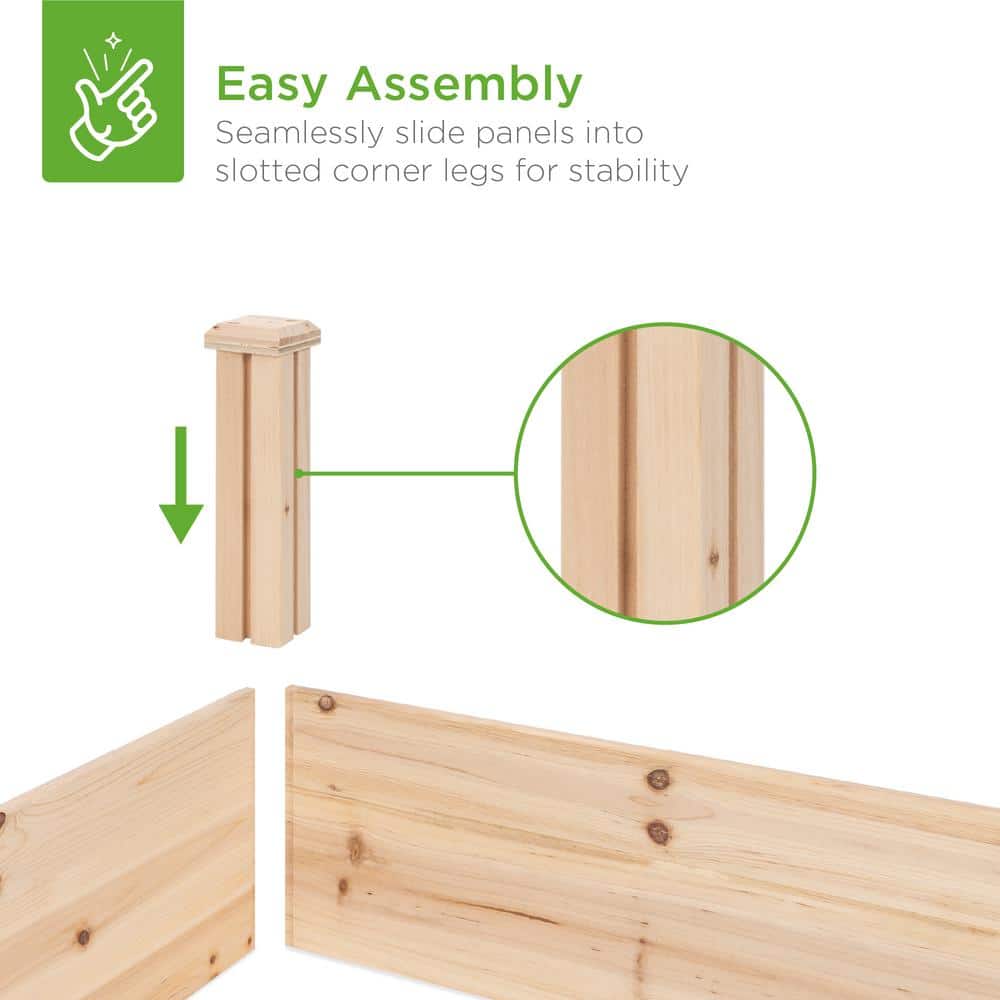 Natural Fir Wood Raised Garden Bed Planter for Outdoor Yard
