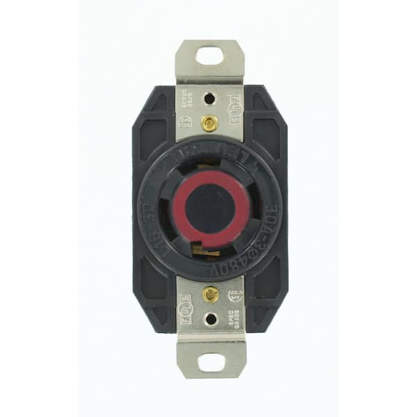 Leviton 30 Amp 480-Volt 3-Phase Flush Mounting Grounding Locking Outlet, Black