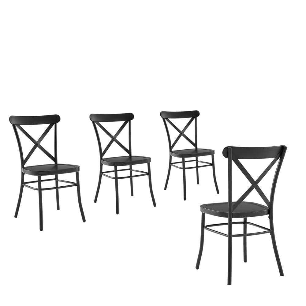 CROSLEY FURNITURE Camille Black Metal Dining Chair Set of 4