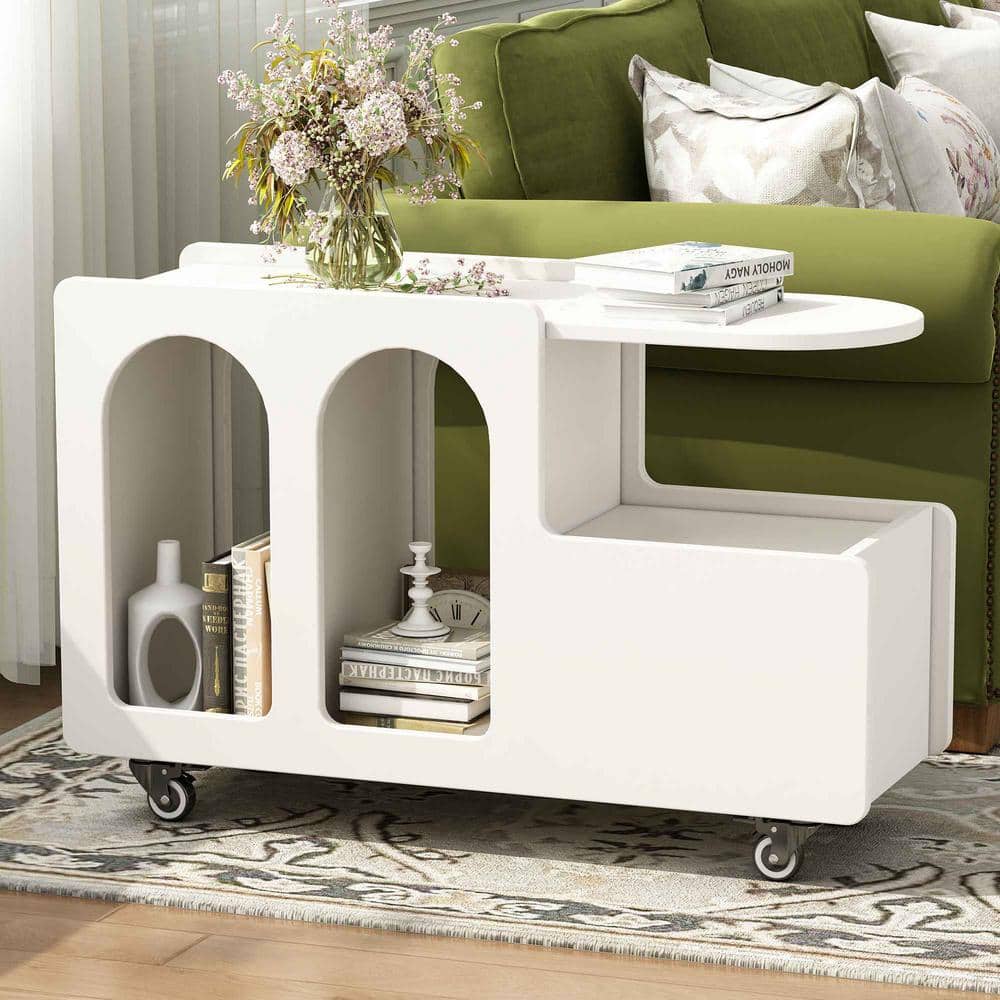 31.5 in. White Rectangle MDF Coffee Table with Lockable wheels and Storage Drawer price history on PriceWatchPro