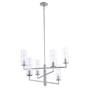 Acacia 6-Light Brushed Nickel Candlestick Chandelier with Clear Glass Shades