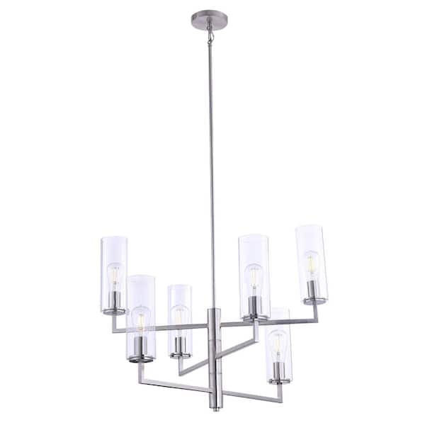 Minka Lavery Acacia 6-Light Brushed Nickel Candlestick Chandelier with Clear Glass Shades
