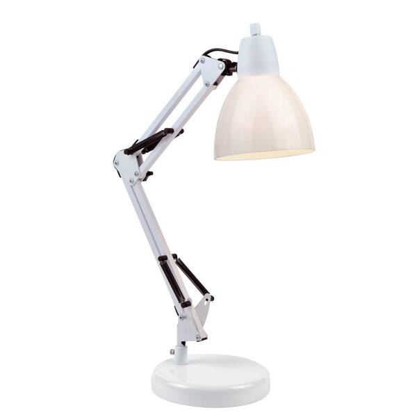 Illumine Designer Collection 21.25 in. White Desk Lamp with White Acrylic Shade