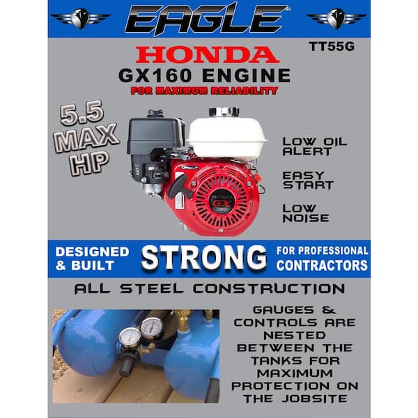 Eagle Wheelbarrow Honda GX-160 10 Gal. 5.5 HP Gas Engine TT55G