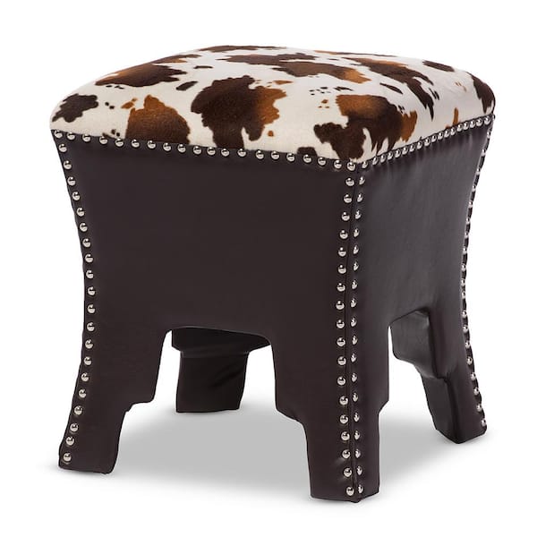 Baxton Studio Sally Traditional Cow Print Fabric Upholstered