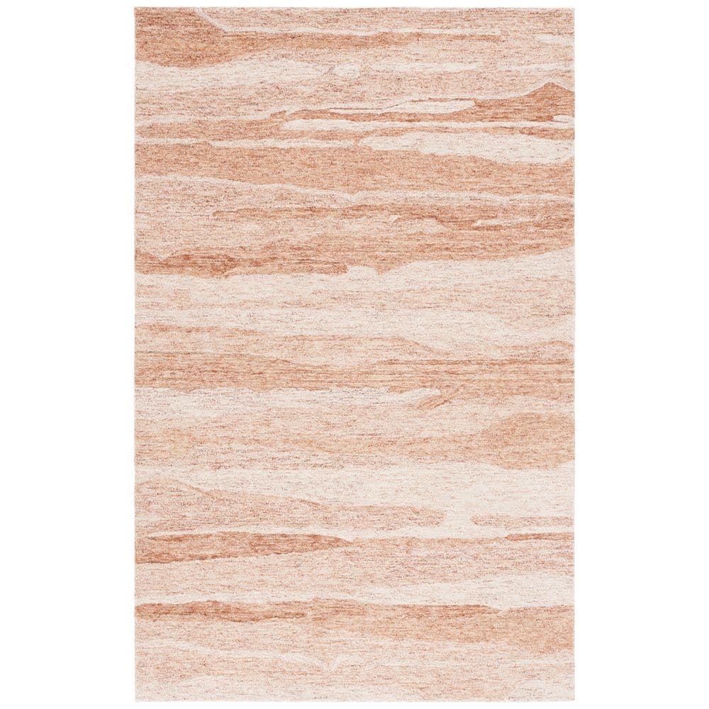 Ebony 5 ft. x 8 ft. Rust/Ivory Abstract Striped Area Rug