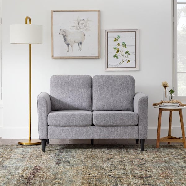 Brookside Clara 52 in. Light Gray Polyester 2-Seat Loveseat with Curved Armrests