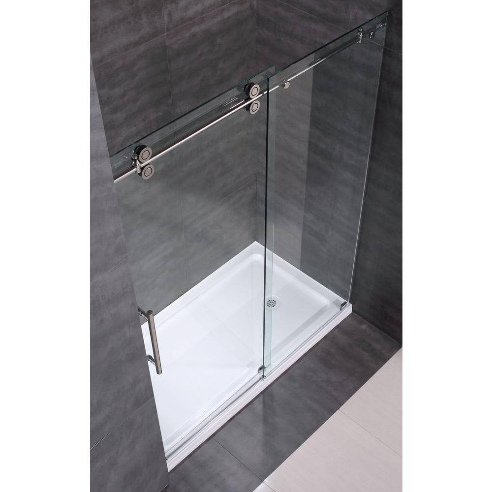 Langham 60" Frameless Sliding Shower Door with Chrome Finish