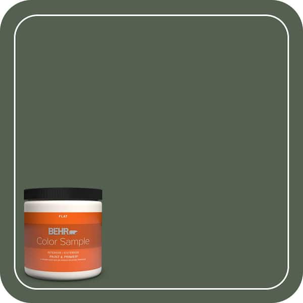 BEHR PREMIUM PLUS 8 oz. #ECC-11-3 Whispering Oaks Flat Interior/Exterior Paint & Primer Color Sample