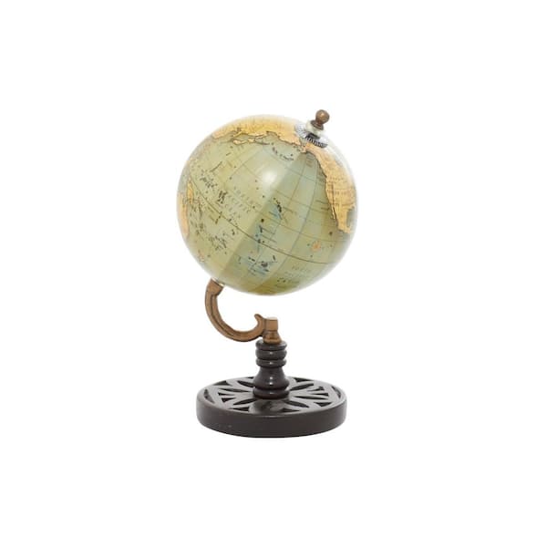Litton Lane 9 in. Green Wood Decorative Globe