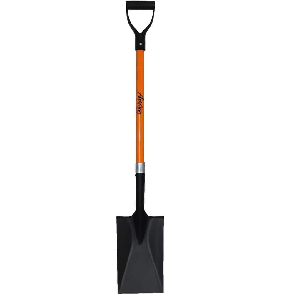 Heavy-Duty Orange Fiberglass D-Handle Steel Spade Shovel, 41 Inches