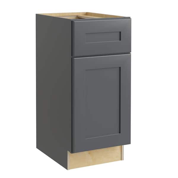 Home Decorators Collection Newport 12 in. W x 21 in. D x 34.5 in. H Assembled Plywood Base Bath Cabinet in Deep Onyx with Soft Close RH