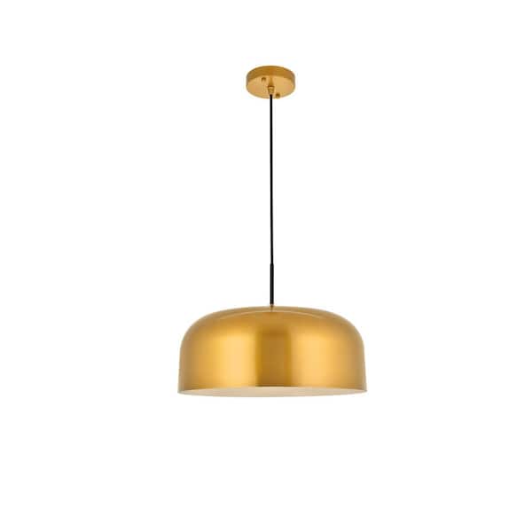 Unbranded Timeless Home 16.5 in. 1-Light Satin Gold And Black Pendant Light, Bulbs Not Included