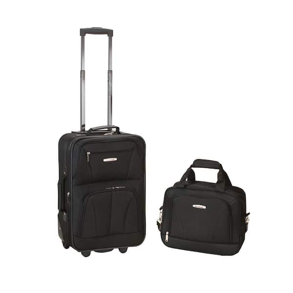 Rockland Fashion Expandable 2-Piece Carry On Softside Luggage Set, Black