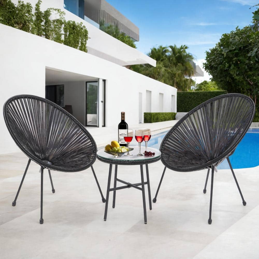 Black Metal Orbicular 18.3 in. Outdoor Bistro Set price history on PriceWatchPro
