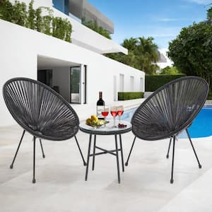 Black Metal Orbicular 18.3 in. Outdoor Bistro Set