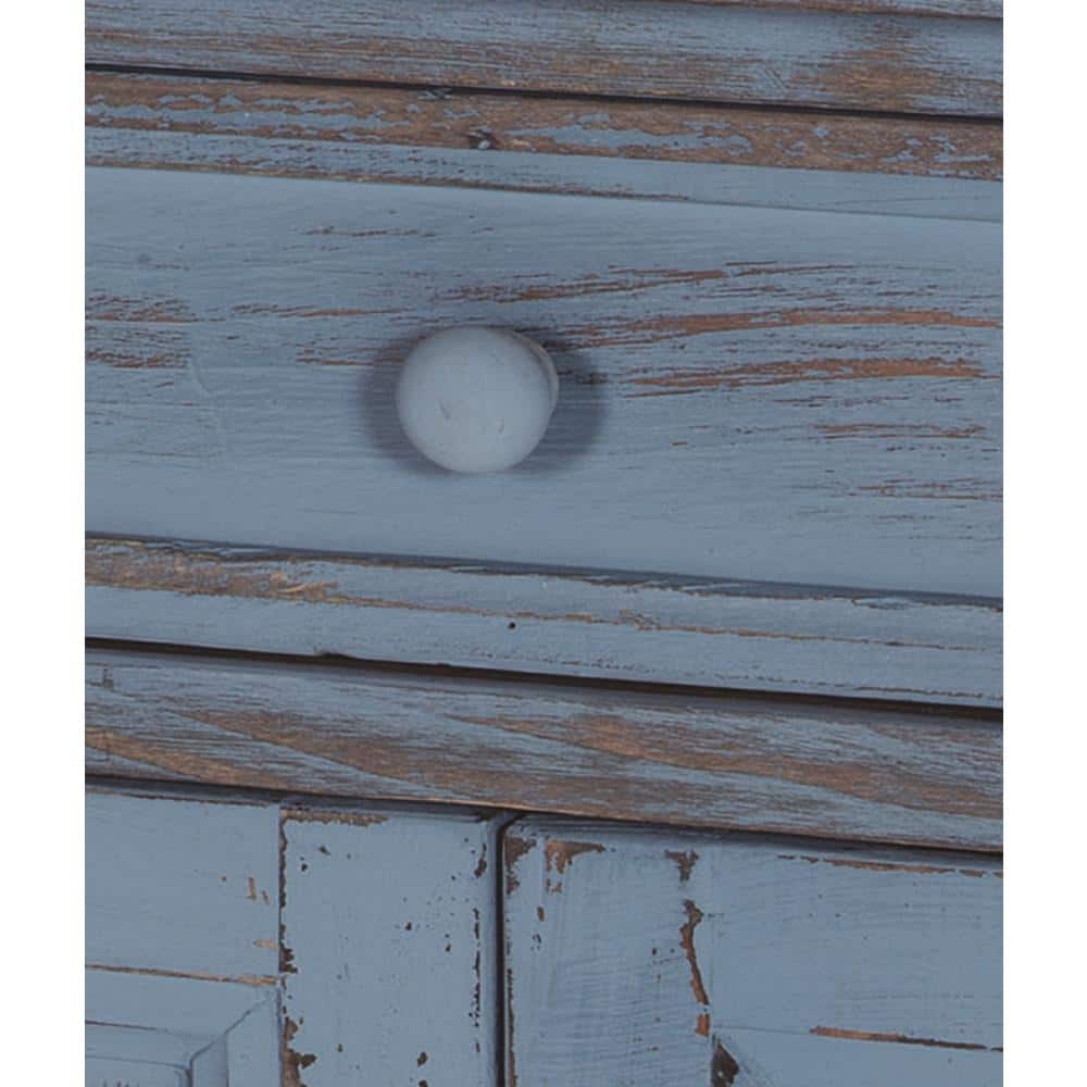 Charming Blue Antique Accent Cabinet with Adjustable Shelving
