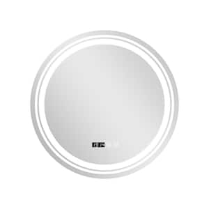 31.5 in. W x 31.5 in. H Round Frameless Anti-Fog Round LED Wall Bathroom Vanity Mirror with 3-Color LED Lights