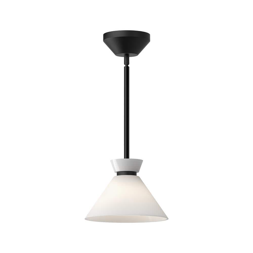 Halston 8" Gold and Matte Black Glass Pendant Light